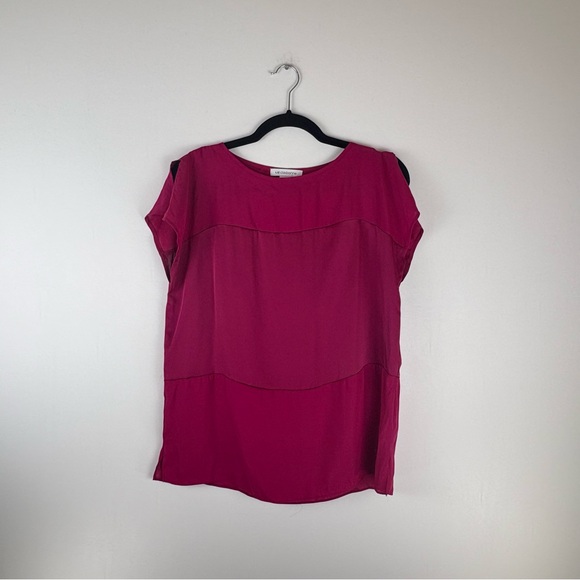 Liz Claiborne Womens Small Blouse Top Cap Short Sleeve Open Shoulder Purple - Picture 1 of 8